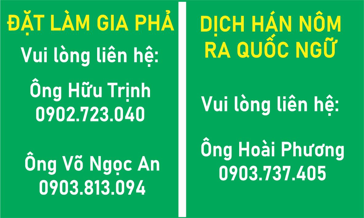 DỊCH VỤ LÀM GIA PHẢ - DỊCH HÁN NÔM RA QUỐC NGỮ